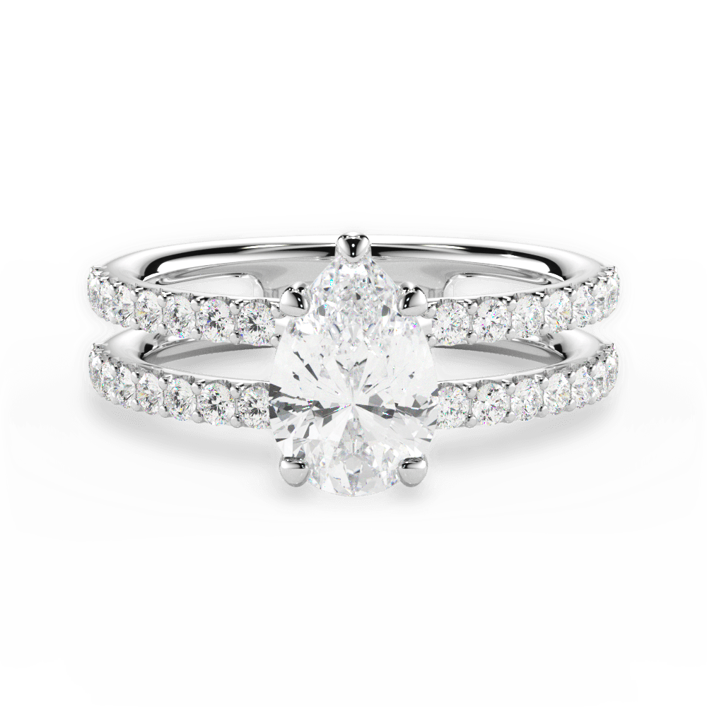 14kt White Gold/18kt White Gold/Platinum/pear/top