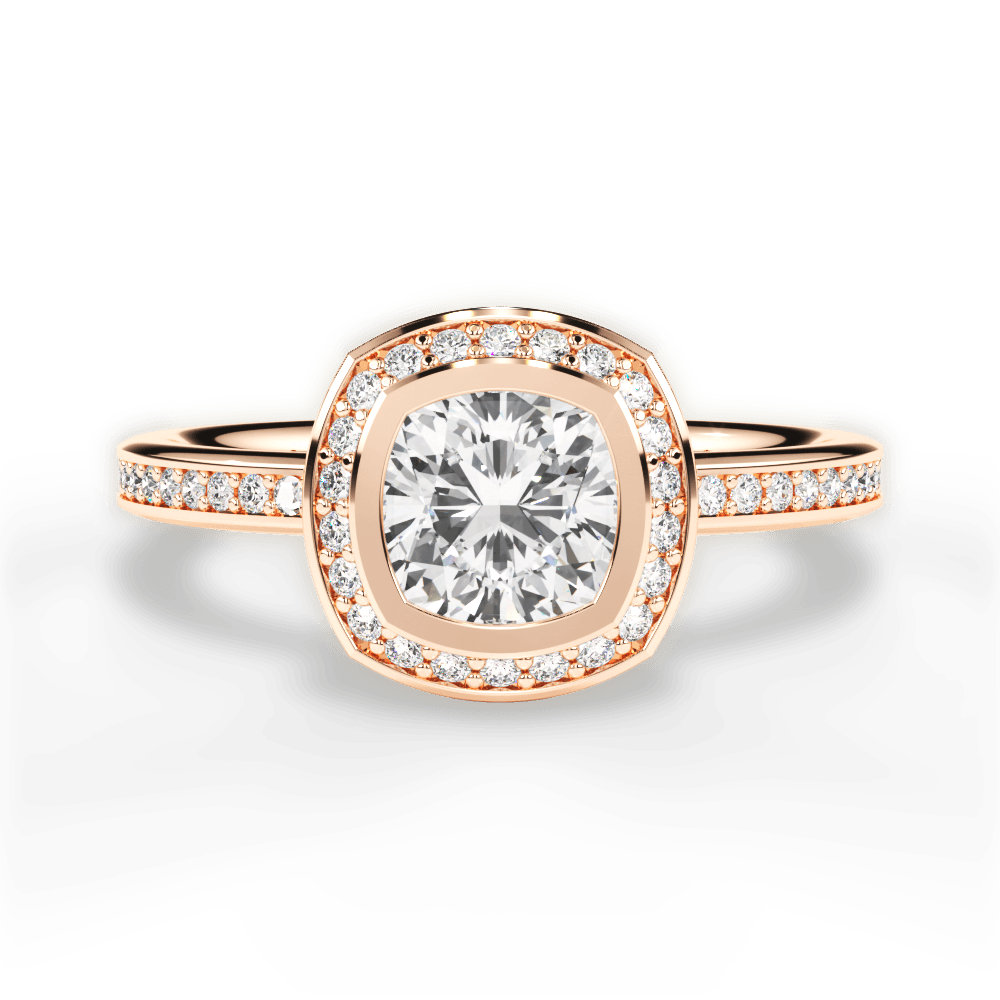 14kt Rose Gold/18kt Rose Gold/cushion/top