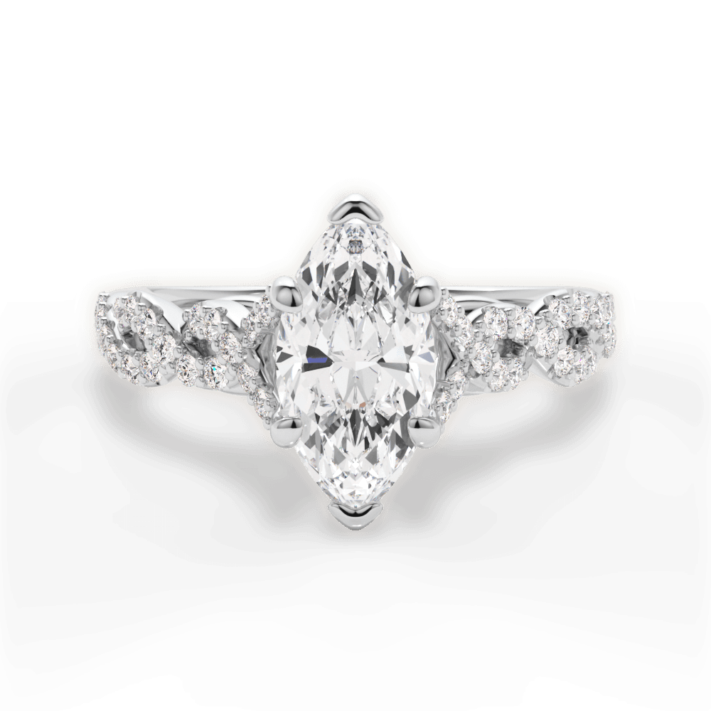 14kt White Gold/18kt White Gold/Platinum/marquise/top