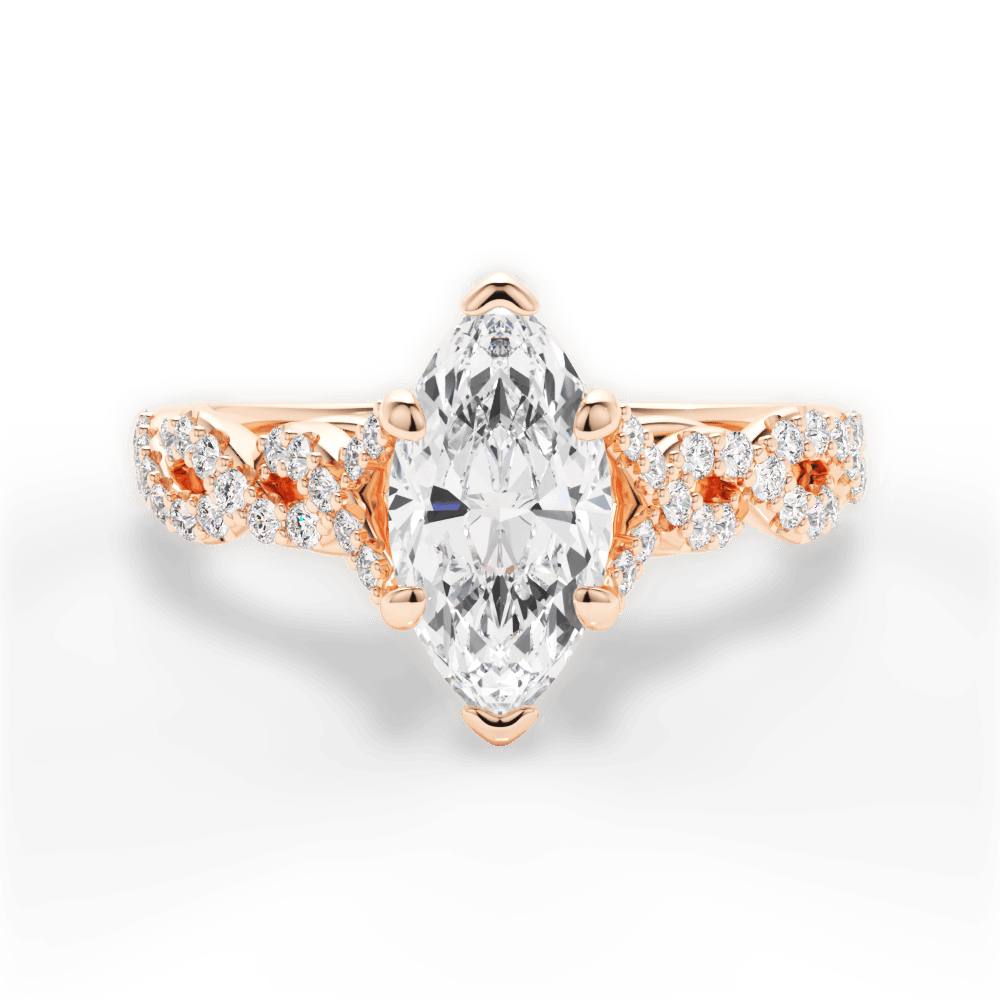 14kt Rose Gold/18kt Rose Gold/marquise/top