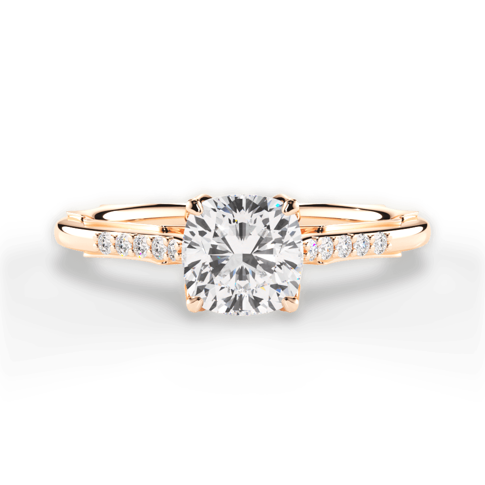14kt Rose Gold/18kt Rose Gold/cushion/top