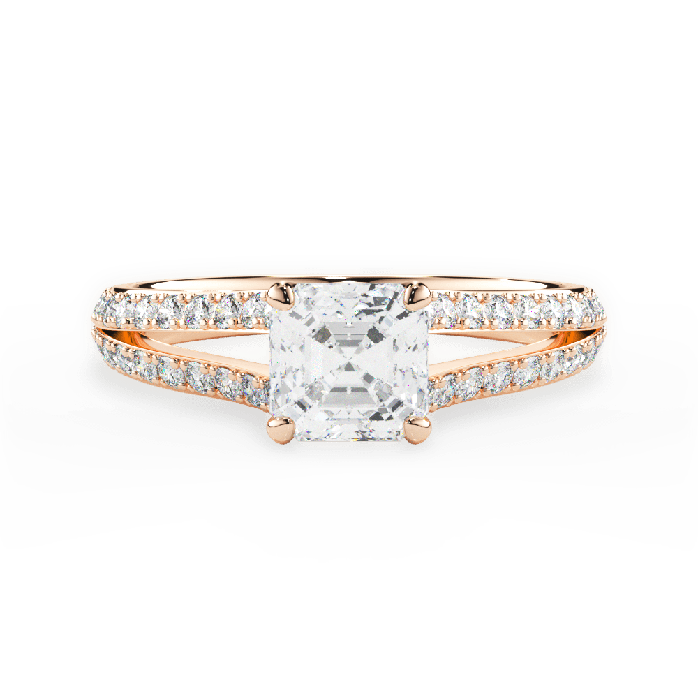 14kt Rose Gold/18kt Rose Gold/asscher/top