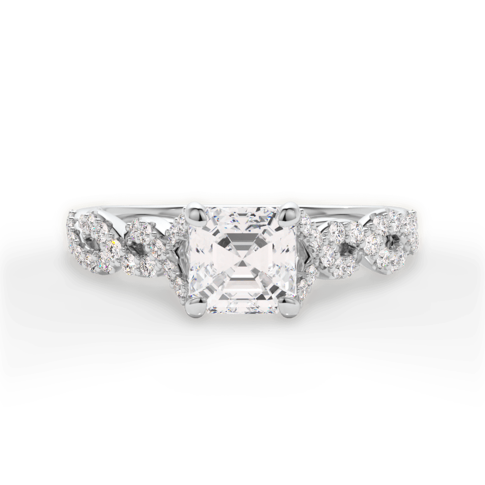 14kt White Gold/18kt White Gold/Platinum/asscher/top