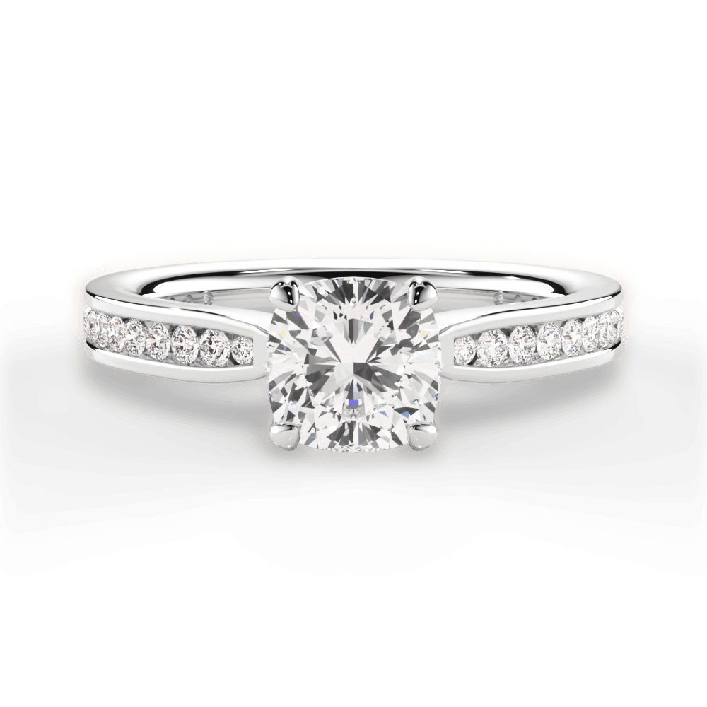 14kt White Gold/18kt White Gold/Platinum/cushion/top