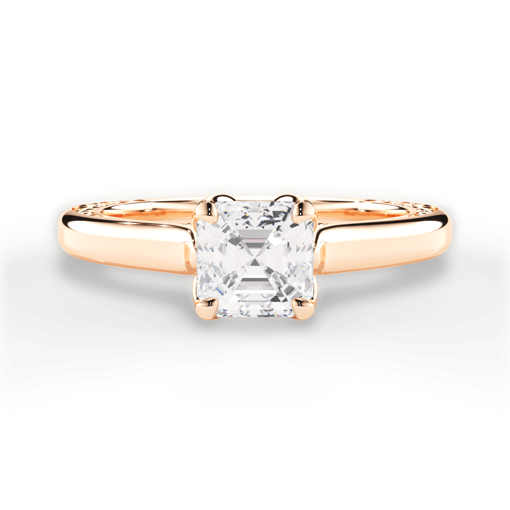 14kt Rose Gold/18kt Rose Gold/asscher/top