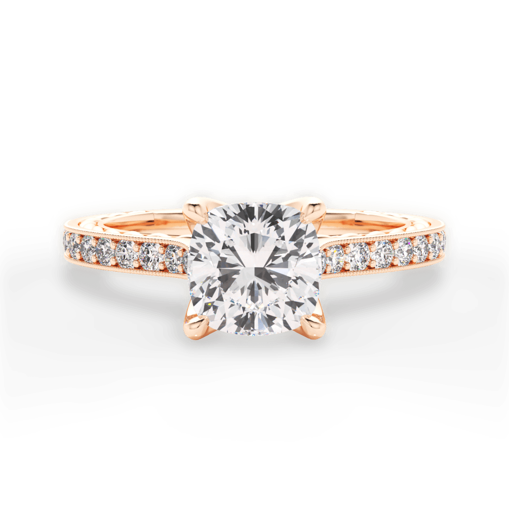 14kt Rose Gold/18kt Rose Gold/cushion/top