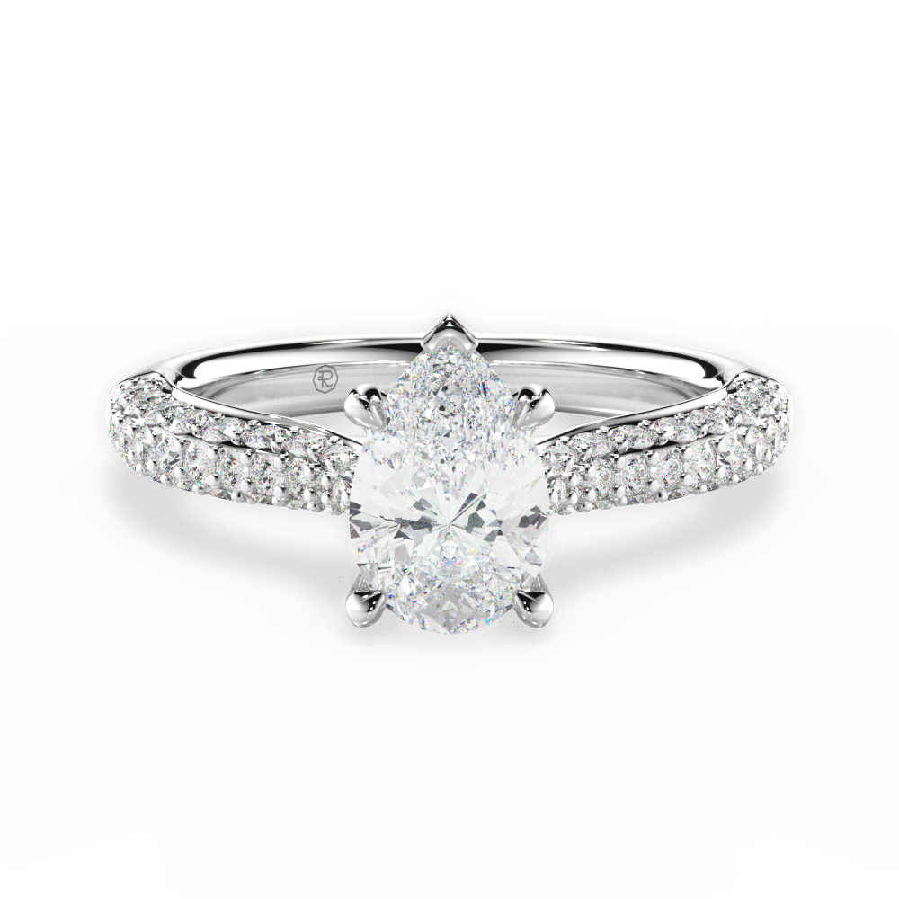 14kt White Gold/18kt White Gold/Platinum/pear/top