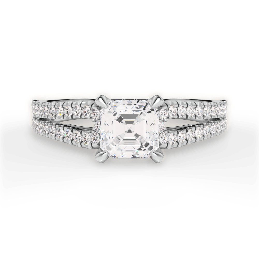 14kt White Gold/18kt White Gold/Platinum/asscher/top