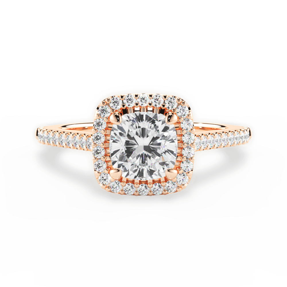 14kt Rose Gold/18kt Rose Gold/cushion/top