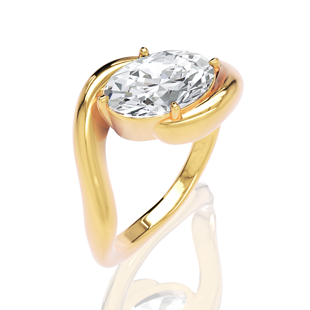 18kt yellow gold/oval/front