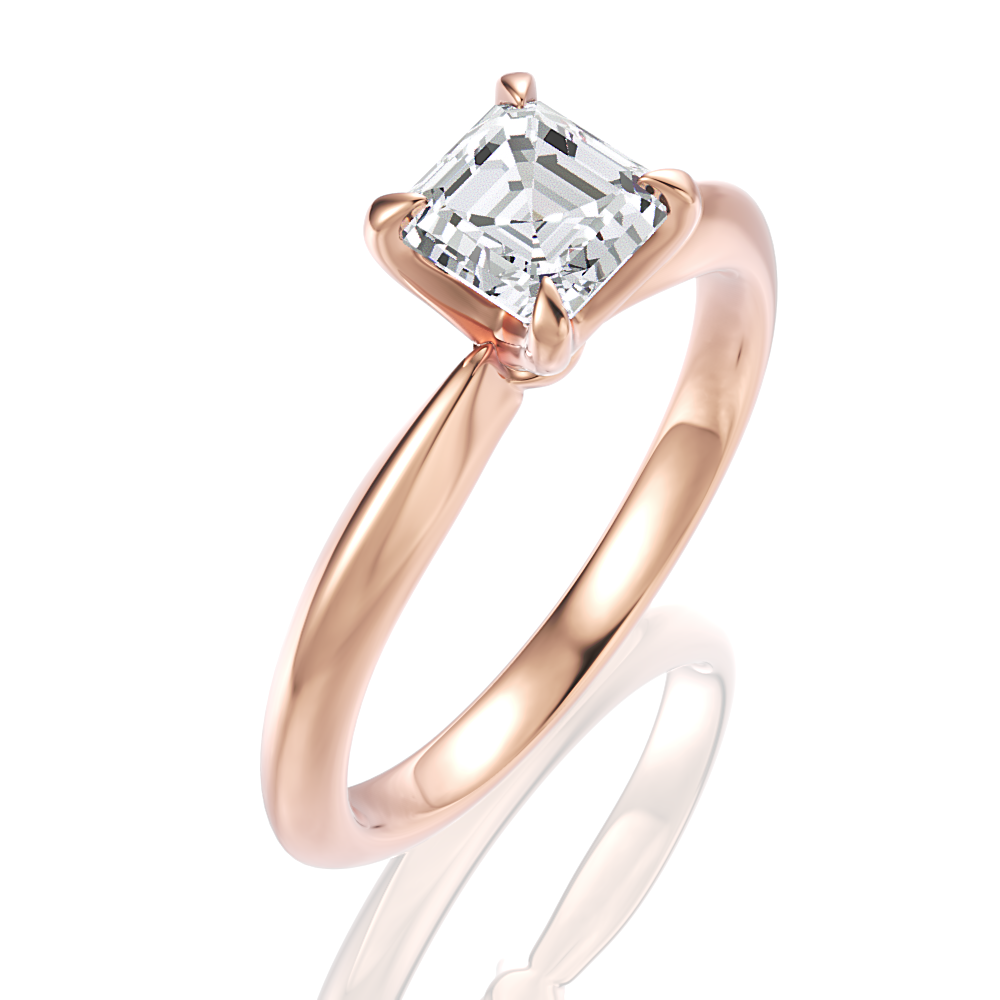 18kt rose gold/asscher/perspective