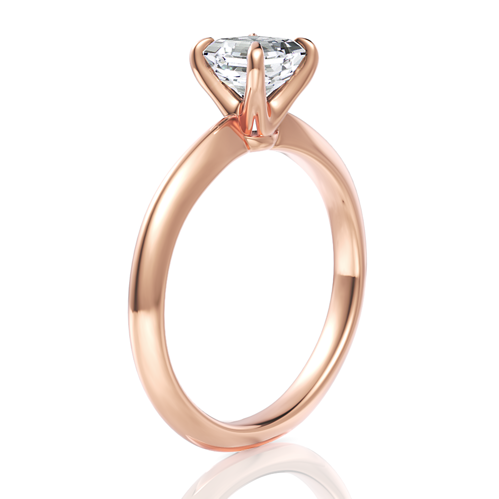 18kt rose gold/asscher/front