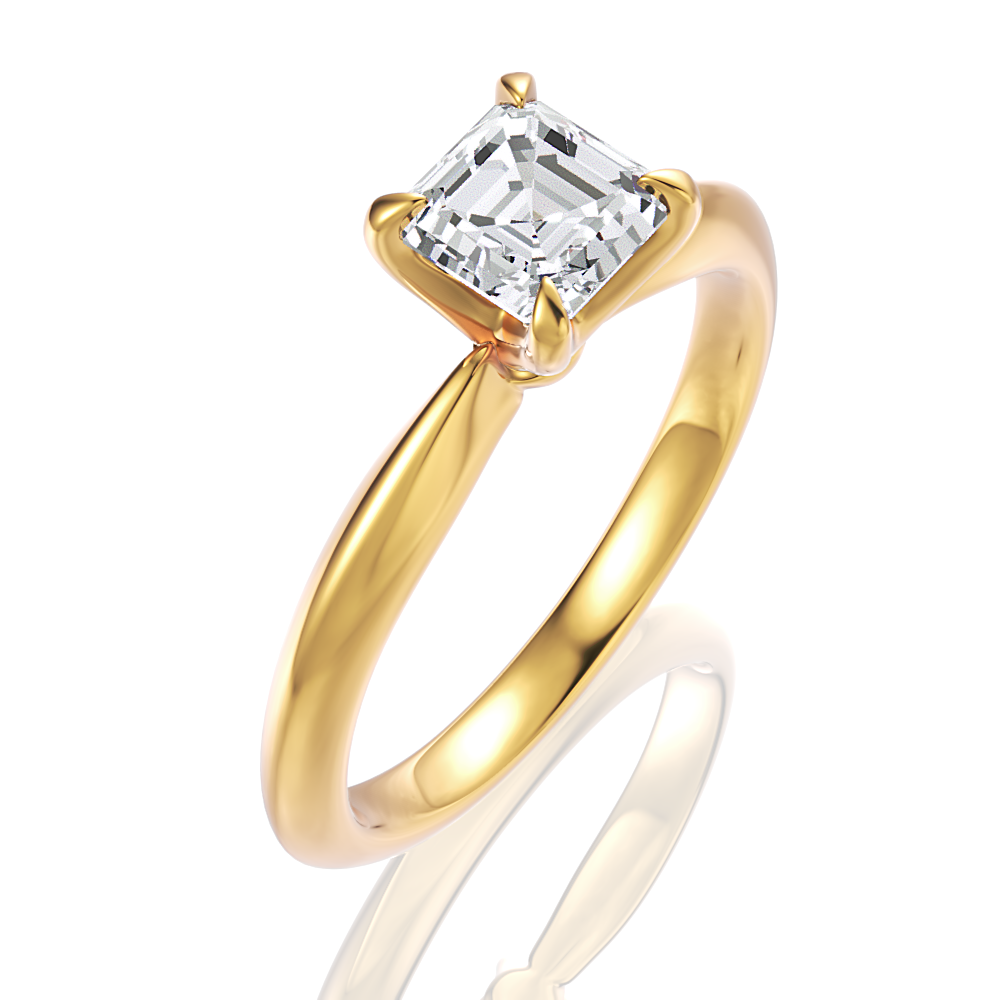 18kt yellow gold/asscher/perspective