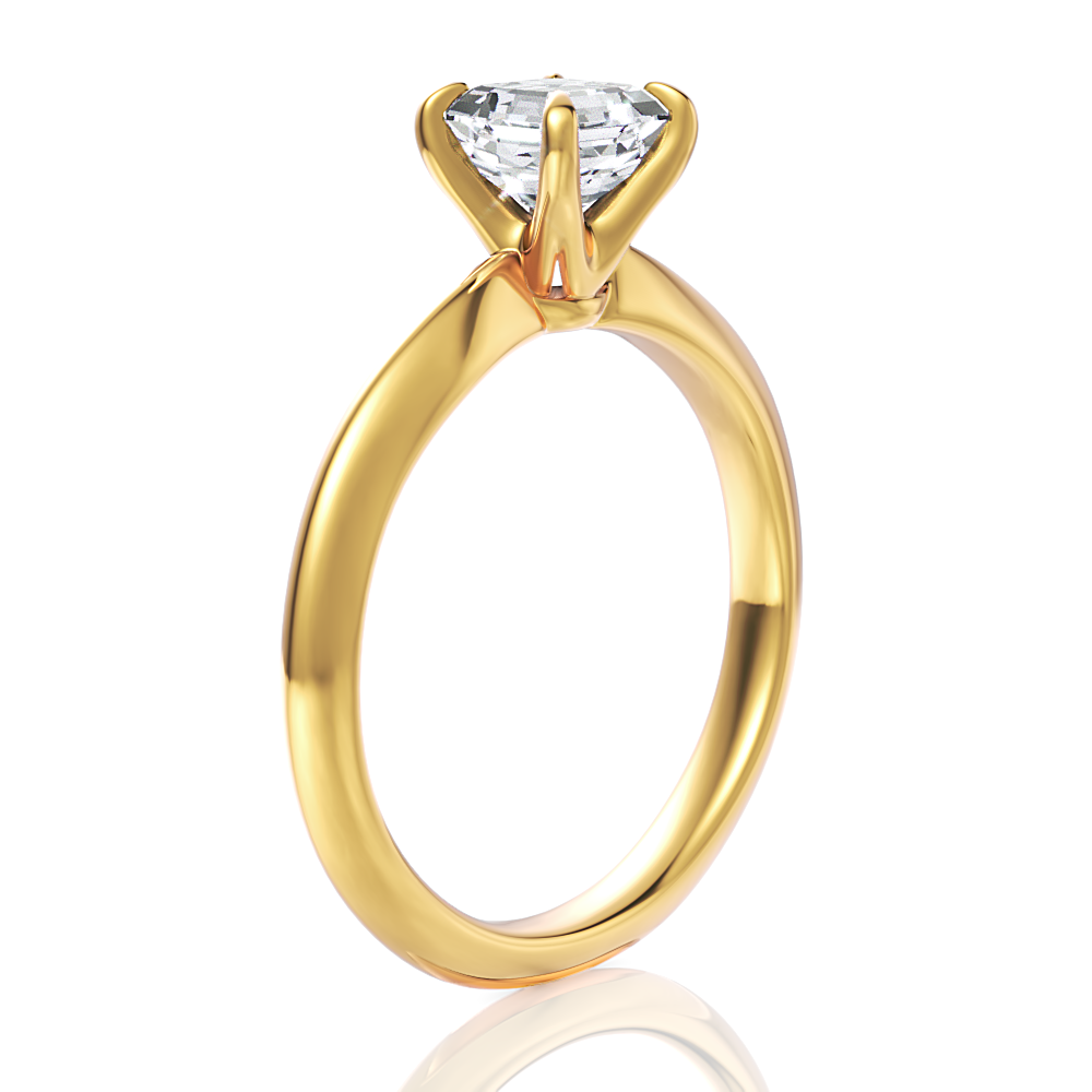 18kt yellow gold/asscher/front