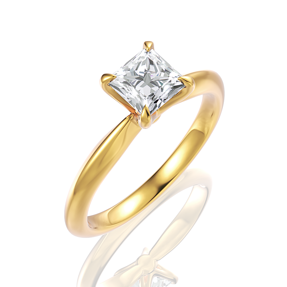 18kt yellow gold/princess/perspective