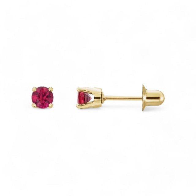 14kt yellow gold/July - Ruby/side
