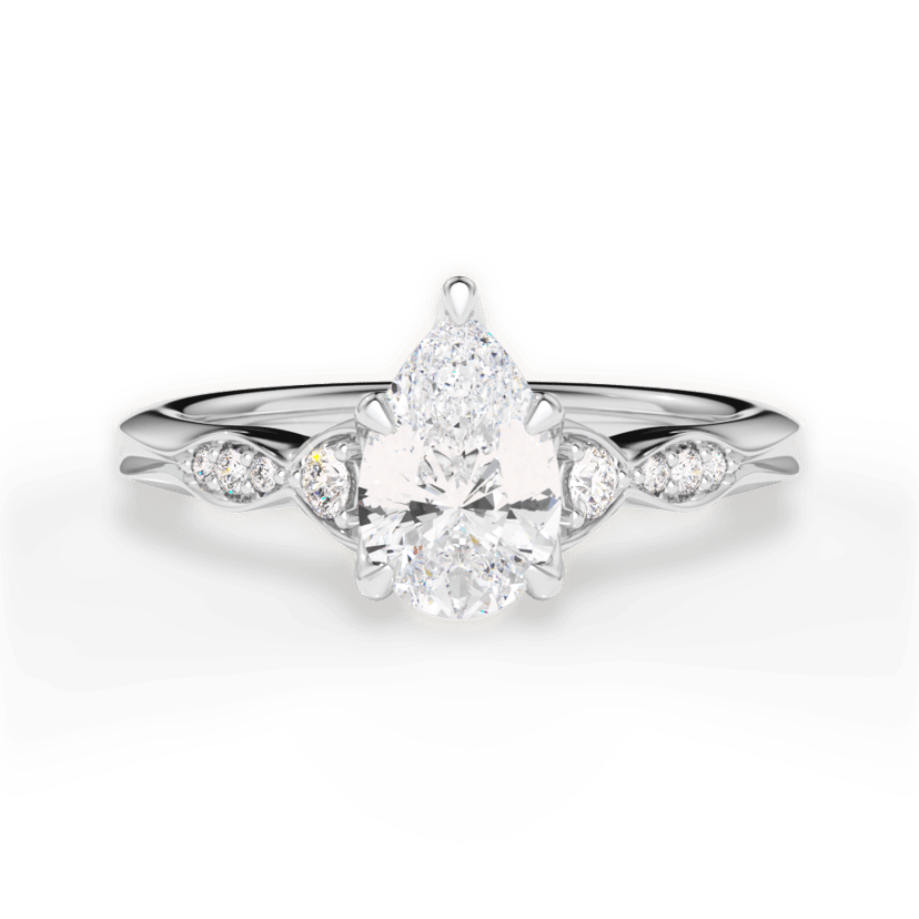 Alida 18kt White Gold Pear Cut Engagement Ring | Ritani