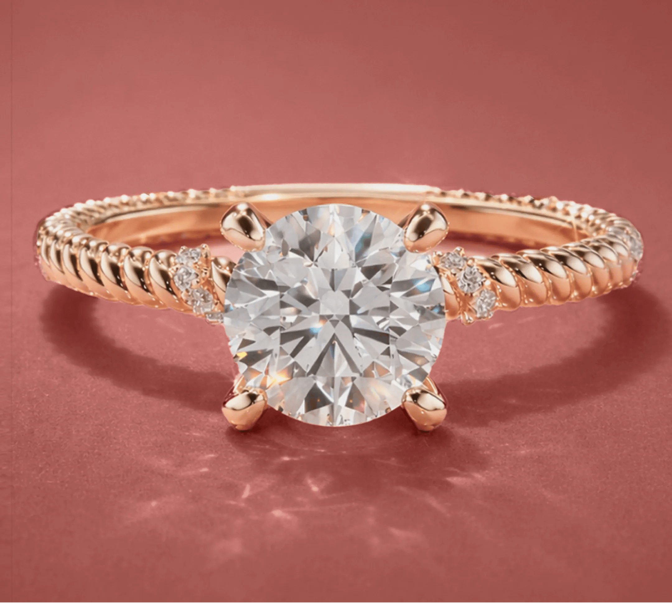 Gold Round Diamond Engagement Ring